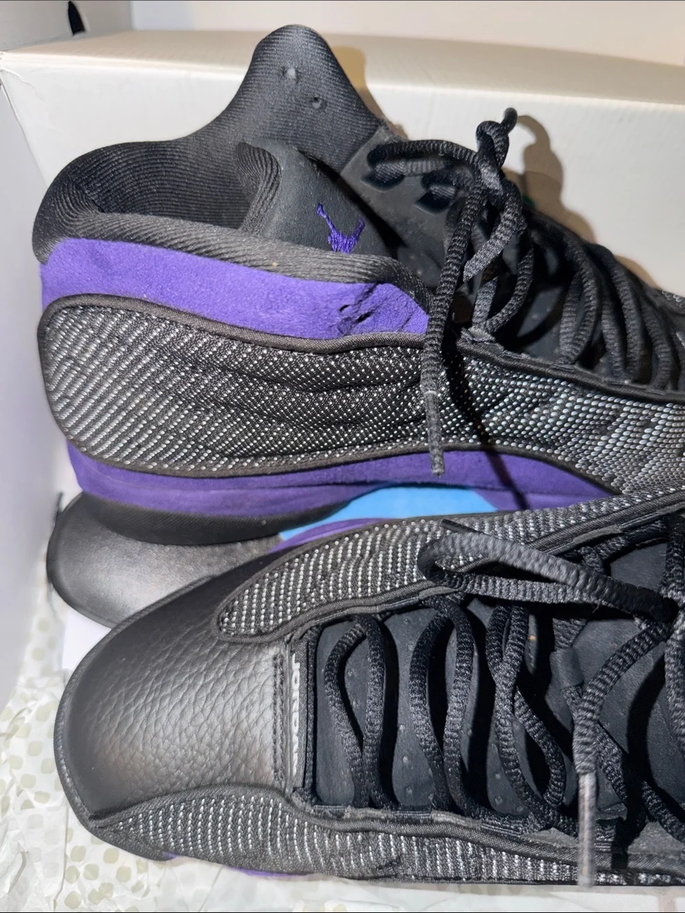 Purple and Black Suede Jordan 13 Athletic Sneakers